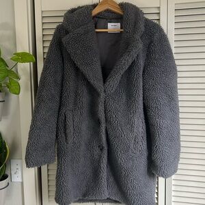 Old Navy Grey Faux Fur peacoat